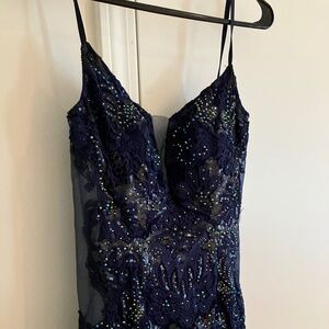 vintage beaded holographic prom dress